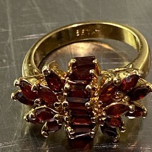 SETA JEWELRY Yellow Gold-Plated garnet Ring 6